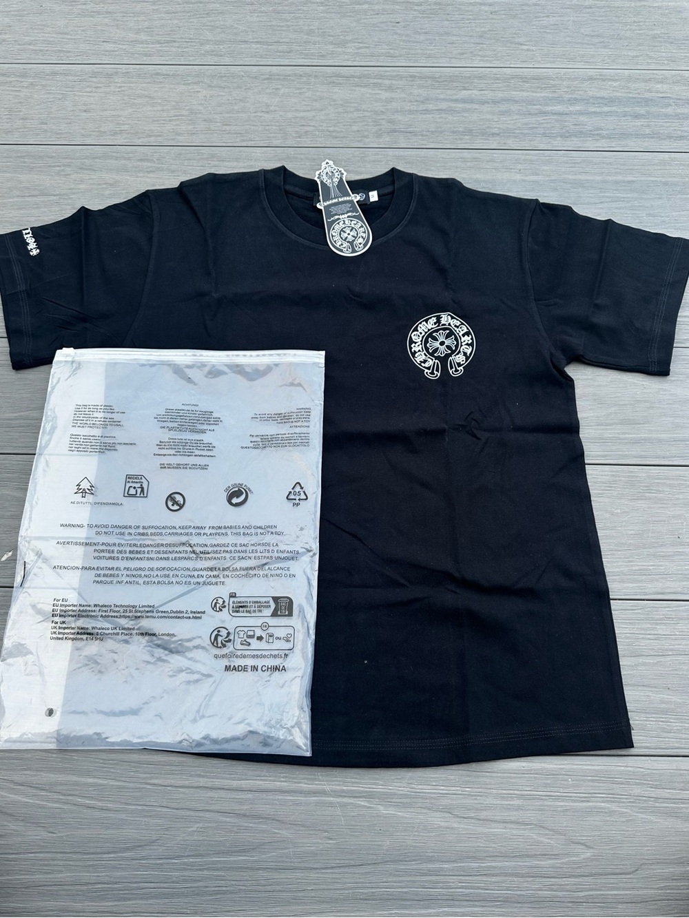 Chrome Hearts Black Short Sleeve Tee with White Crest